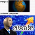 Airline companies when pangea broke up: STONKS!