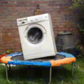 Washing machines love trampolines.