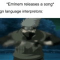 Eminem : lança uma música. Tradutores de linguagem de sinais :